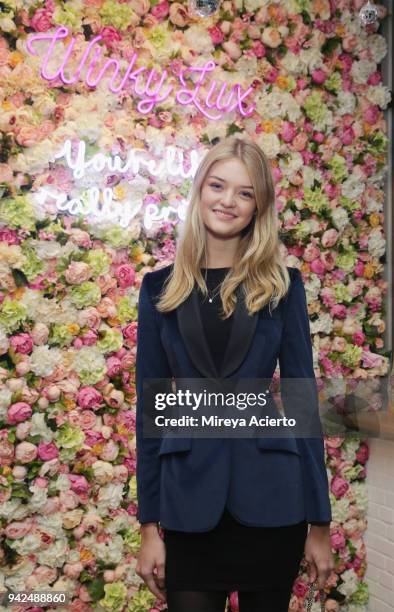 Model Willow Hand attends the Winky Lux X Galore Magazine party presenting the Winky Lux spring campaign on April 5, 2018 in New York City.