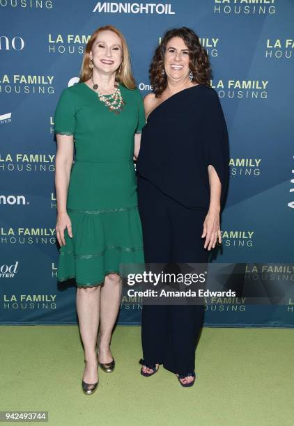 The First Lady of Los Angeles Amy Elaine Wakeland and President and CEO of LA Family Housing Stephanie Klasky-Gamer arrive at the 2018 LA Family...