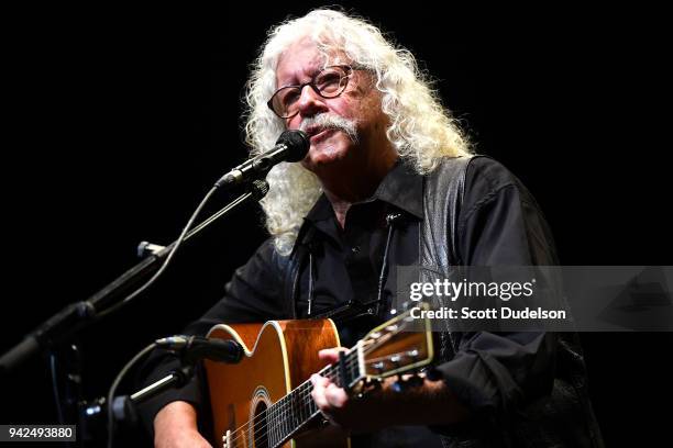 Singer Arlo Guthrie performs onstage at Saban Theatre on April 5, 2018 in Beverly Hills, California.