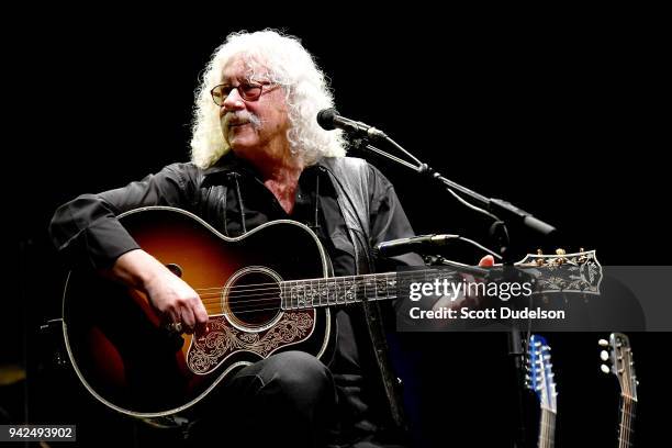 Singer Arlo Guthrie performs onstage at Saban Theatre on April 5, 2018 in Beverly Hills, California.