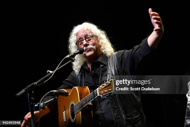 Singer Arlo Guthrie performs onstage at Saban Theatre on April 5, 2018 in Beverly Hills, California.