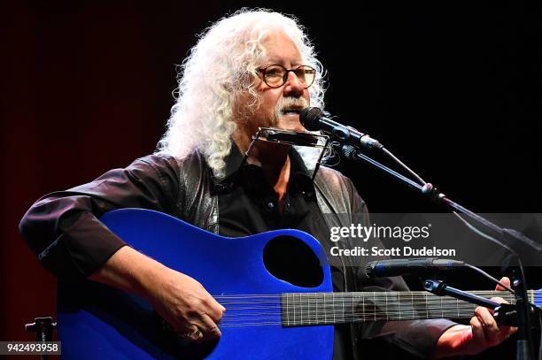 Singer Arlo Guthrie performs onstage at Saban Theatre on April 5, 2018 in Beverly Hills, California.