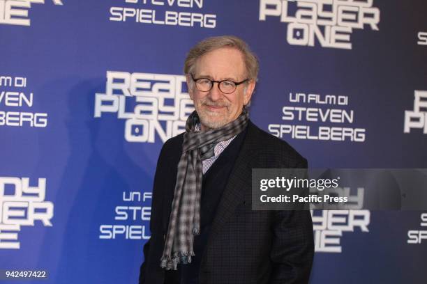 Director Steven Spielberg poses during a photocall ahead of the premiere of his last movie 'Ready Player One'.