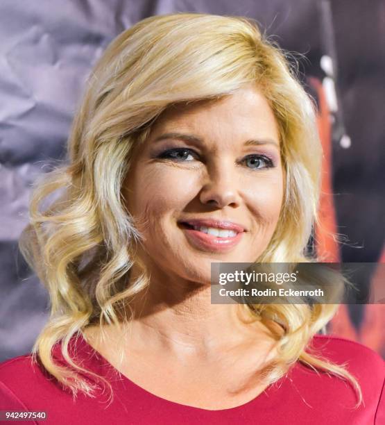 Donna D'Errico attends "Miles To Go" Los Angeles premiere at Writers Guild Theater on April 5, 2018 in Beverly Hills, California.