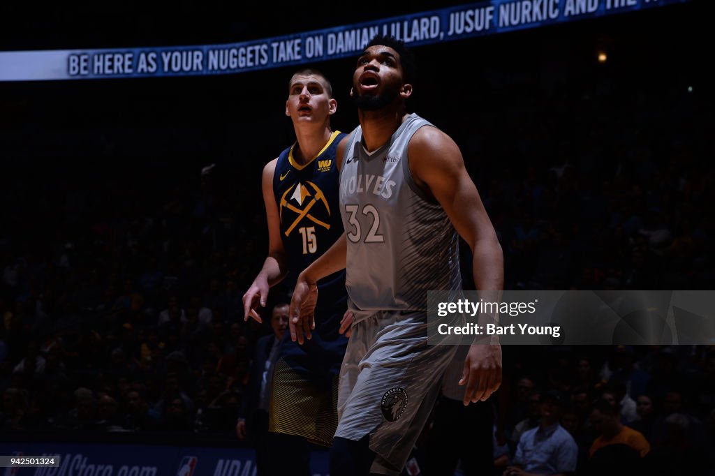 Timberwolves Boxers Karl-Anthony Towns of the Minnesota Timberwolves boxes out against ...