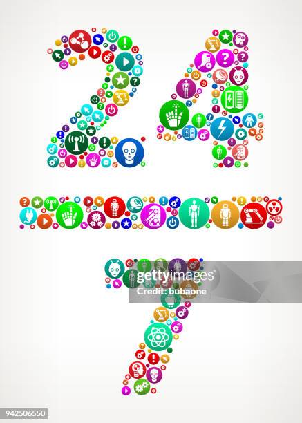 24/7 service vector icon pattern background - standard operating procedures stock illustrations