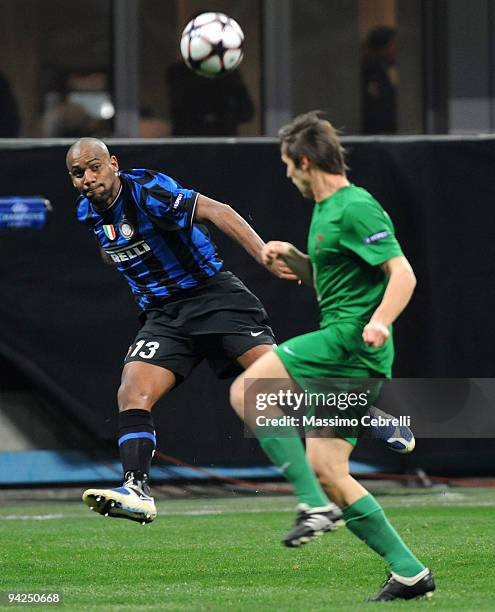 Sisenando Maicon Douglas of FC Inter Milan in action during the UEFA Champions League Group F match between FC Inter Milan and FC Rubin Kazan on...