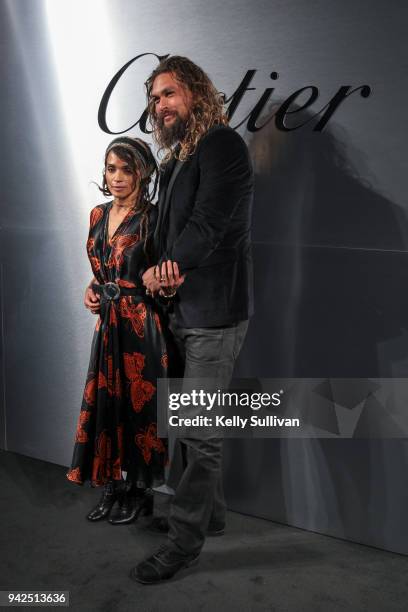 Actors Lisa Bonet and Jason Momoa arrive on the red carpet for the Santos de Cartier Watch Launch at Pier 48 on April 5, 2018 in San Francisco,...