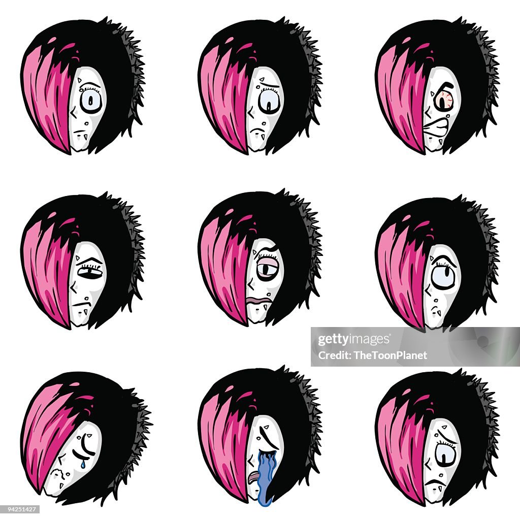 Emo Character Rig Emo Character Model Sheet High-Res Vector Graphic - Getty Images