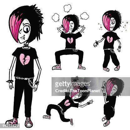 Emo Character Model Sheet High-Res Vector Graphic - Getty Images
