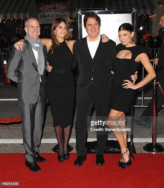 John Deluca, Penelope Cruz, Rob Marshall and Stacy "Fergie" Ferguson attends the "NINE" Los Angeles Premiere at Mann Village Theatre on December 9,...