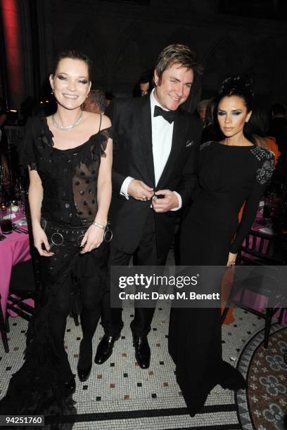 Kate Moss, Simon Le Bon and Victoria Beckham attend the British Fashion Awards at the Royal Courts of Justice, Strand on December 9, 2009 in London,...