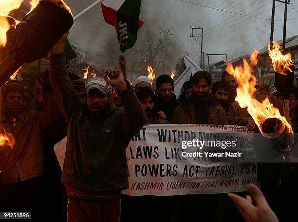 Activists from the Jammu and Kashmir Liberation Front , a separatist party fighting politically for the complete independence of Kashmir both from...