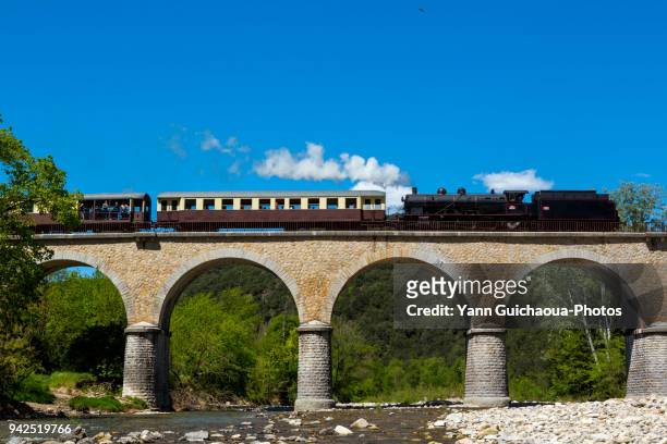 the cevenne steam train, gard, occitanie, france - cevennes stock pictures, royalty-free photos & images