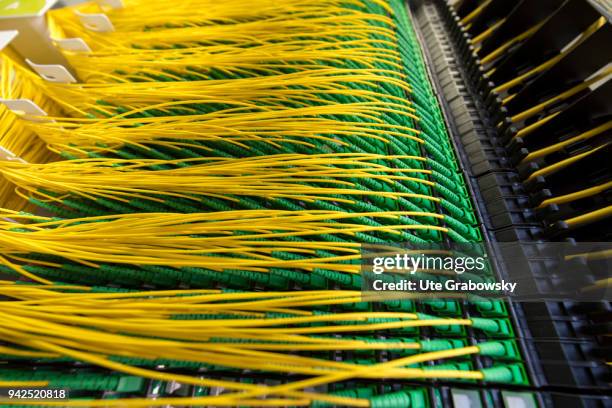 March 14: Distribution POP of fiber optic cables at Deutsche Glasfaser in a FTTH process on March 14, 2018 in BRAMSCHE, GERMANY.