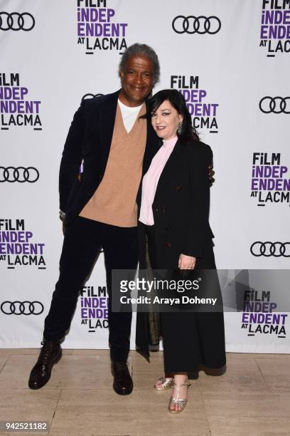 Elvis Mitchell and Lynne Ramsay attend the Film Independent at LACMA hosts special screening of "You Were Never Really Here" at Bing Theater At LACMA...