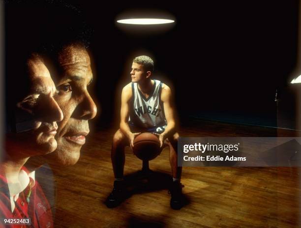 High School Basketball: Profile portrait of trainer Radomir Kovacevic and playground legend and Dwight HS coach Pee Wee Kirkland with Dwight HS...