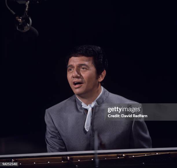 American singer and pianist Buddy Greco performs on a television show in the 1960's.