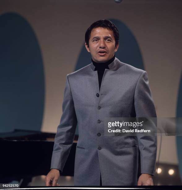 American singer and pianist Buddy Greco performs on a television show in the 1960's.
