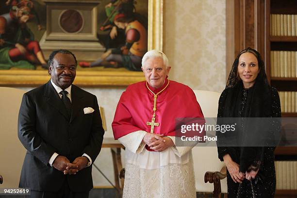 Pope Benedict XVI meets with President of Gabon Ali Bongo Ondimba and his wife on December 10, 2009 in Vatican City, Vatican.