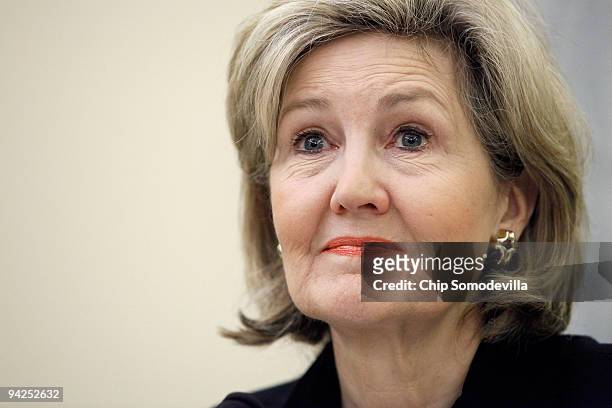 Senate Aviation Operations, Safety, and Security Subcommittee ranking member Sen. Kay Bailey Hutchison questions a witness during a hearing December...