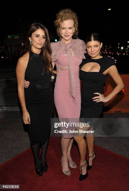 Actress Penelope Cruz, actress Nicole Kidman and actress/singer Stacy "Fergie" Ferguson arrive at the Los Angeles premiere of the Weinstein Company's...