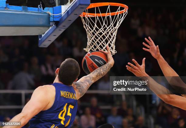 Adrien Moerman during the match between FC Barcelona and BC Khimki Moscu, corresponding to the week 30 of the Euroleague, played at the Palau...