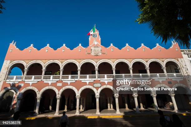 city hall of merida mexico - mexico city clock tower stock pictures, royalty-free photos & images