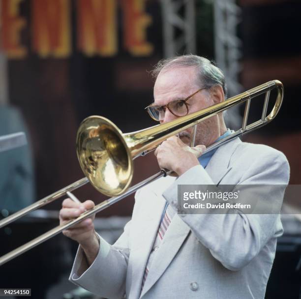 American trombone player Herbie Green performs on stage at the Jazz A Vienne Festival held in Vienne, France in July 1995.