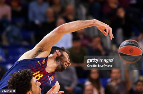 Pierre Oriola during the match between FC Barcelona and BC Khimki Moscu, corresponding to the week 30 of the Euroleague, played at the Palau...