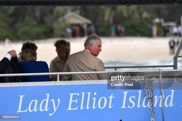 Prince Charles, Prince of Wales attends a roundtable meeting, discussing coral resilience on Lady Elliot Island on April 6, 2018 in Queensland,...