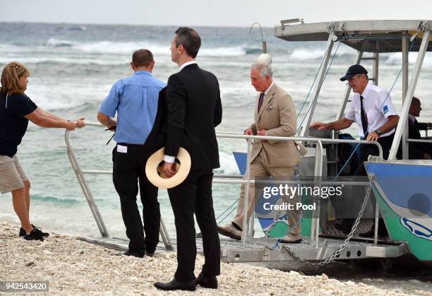 Prince Charles, Prince of Wales attends a roundtable meeting, discussing coral resilience on Lady Elliot Island on April 6, 2018 in Queensland,...