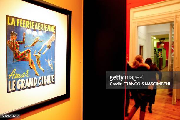 Poster is displayed during the exhibition "Acrobates" , to mark the 250th anniversary of the modern circus, at the Beaux-Arts Museum in...