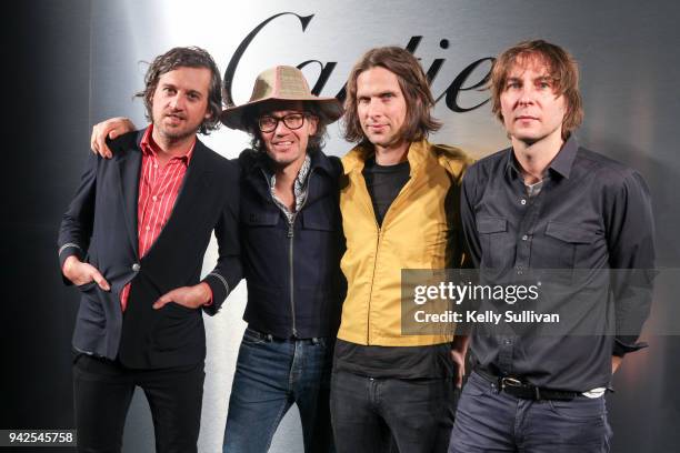 French indie pop band Phoenix arrives on the red carpet for the Santos de Cartier Watch Launch at Pier 48 on April 5, 2018 in San Francisco,...