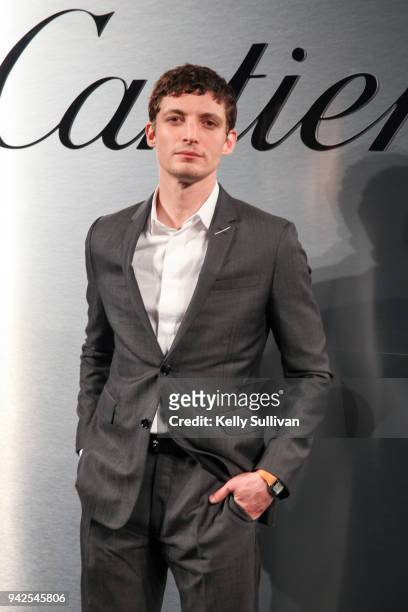 Actor Niels Schneider arrives on the red carpet for the Santos de Cartier Watch Launch at Pier 48 on April 5, 2018 in San Francisco, California.