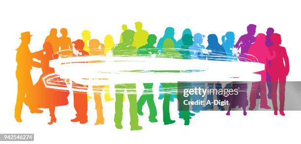 ink header multicolor crowd - swimmer vector stock illustrations