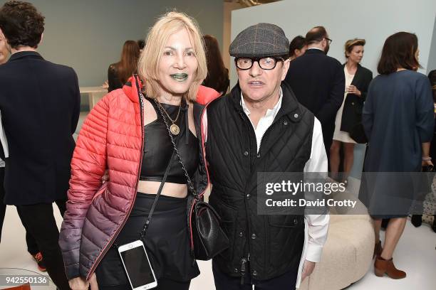 Karen Bystedt and Matthew Rolston attend Ralph Pucci Presents Pierre Paulin and James HD Brown on April 5, 2018 in Los Angeles, California.