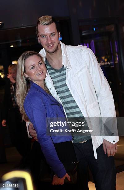 Handball player Pascal Hens and his wife Angela attend the Radisson Blu Hotel Grand Opening on December 10, 2009 in Hamburg, Germany.