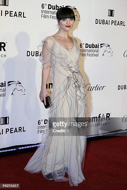 Actress Christina Ricci arrives to attend the Auction for Cinema Against Aids on the sidelines of the Dubai International Film Festival in the Gulf...