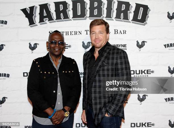 Randy Jackson, CEO and Founder of Yardbird John Kunkel attend Yardbird's Southern Table & Bar Los Angeles grand opening on April 5, 2018 in Los...