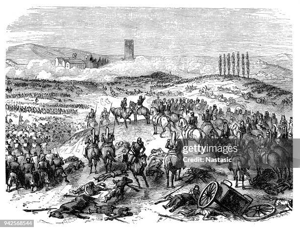 second italian war of independence 1859, battle of solferino, 24.6.1859, french emperor napoleon iii and his staff - napoleon iii stock illustrations