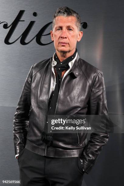 Magazine Editor-in-Chief Stefano Tonchi arrives on the red carpet for the Santos de Cartier Watch Launch at Pier 48 on April 5, 2018 in San...