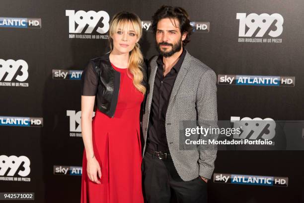 Italian actors Laura Chiatti and Marco Bocci attend the tv fiction premiere 1993 by Sky Tv at Spacecinema Odeon. Milan, May 11th, 2017