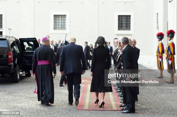 The President of United States of America Donald Trump with his wife Melania arrives at Cortile San Damaso. Vatican City, 24 maggio 2017