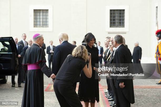 The President of United States of America Donald Trump with his wife Melania arrives at Cortile San Damaso. Vatican City, 24 maggio 2017