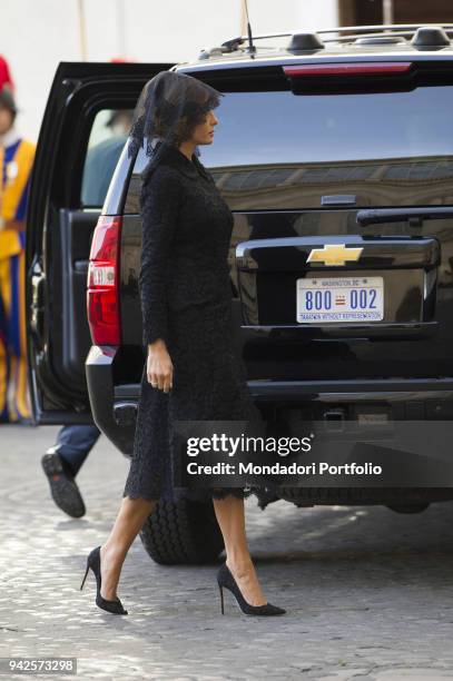 The President of United States of America Donald Trump with his wife Melania arrives at Cortile San Damaso. Vatican City, 24 maggio 2017