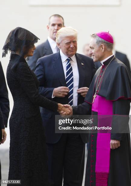 The President of United States of America Donald Trump with his wife Melania arrives at Cortile San Damaso. Vatican City, 24 maggio 2017