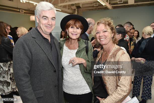 Ted Russell, Jenny Armit and Guest attend Ralph Pucci Presents Pierre Paulin and James HD Brown on April 5, 2018 in Los Angeles, California.