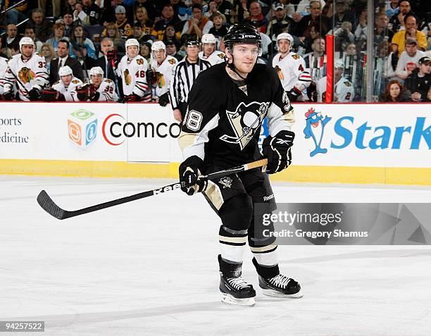 Mark Letestu of the Pittsburgh Penguins skates against the Chicago Blackhawks on December 5, 2009 at the Mellon Arena in Pittsburgh, Pennsylvania.