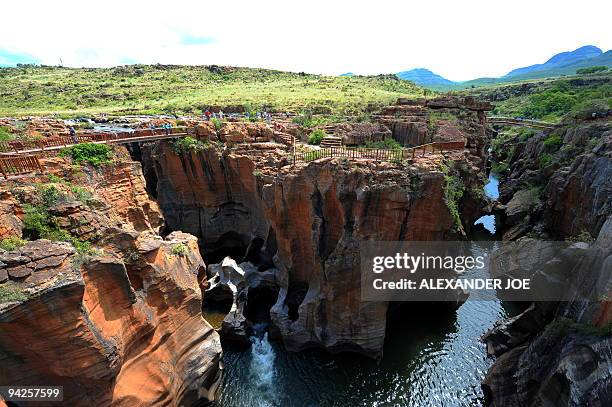 View of Blyde River Canyon, the third largest canyon in the world called by locals, The Potholes are very impressive rock formations that were shaped...